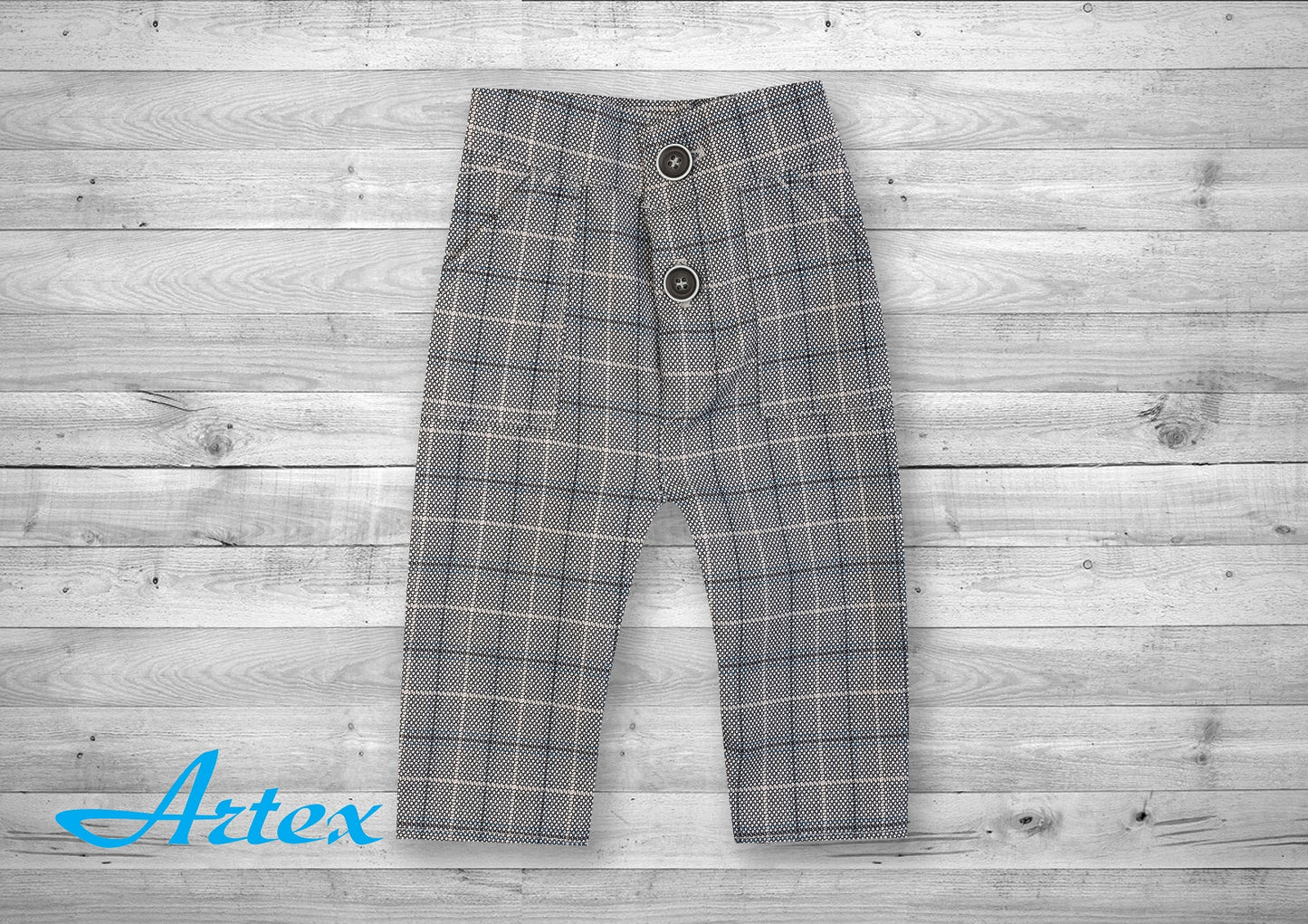 Trousers slim grey checkered